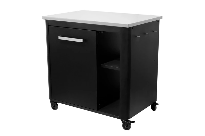 cozze® Outdoor Kitchen 90 – Stainless Steel Worktop Table (430 SS), Modular BBQ Prep Station with Storage, Gas Bottle Holder, Hooks, 100 kg Load