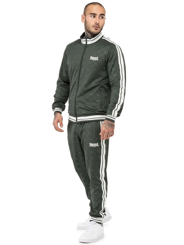 Lonsdale Men's Ashwell Tracksuit, Olive/White, S - Image 1