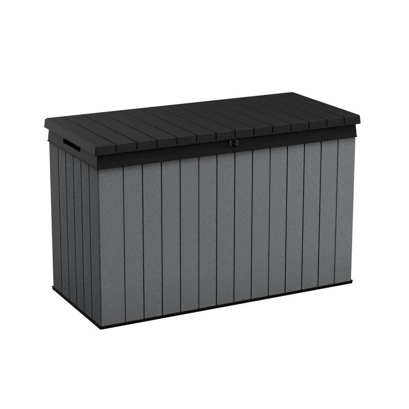 Keter Darwin Outdoor Storage Box 662L / 175 Gal | Wood-Look Evotech™ Composite | Waterproof Lockable Lid | Hydraulic Pistons | All-Weather UV Resistant