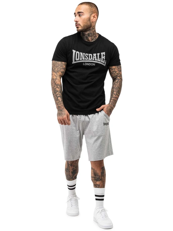 Lonsdale Men's MOY Tracksuit, Black/Marl Grey, S
