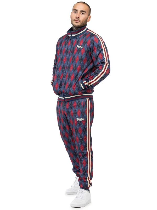Lonsdale Men's Redford Tracksuit, Navy/Red/Ecru, XXXL
