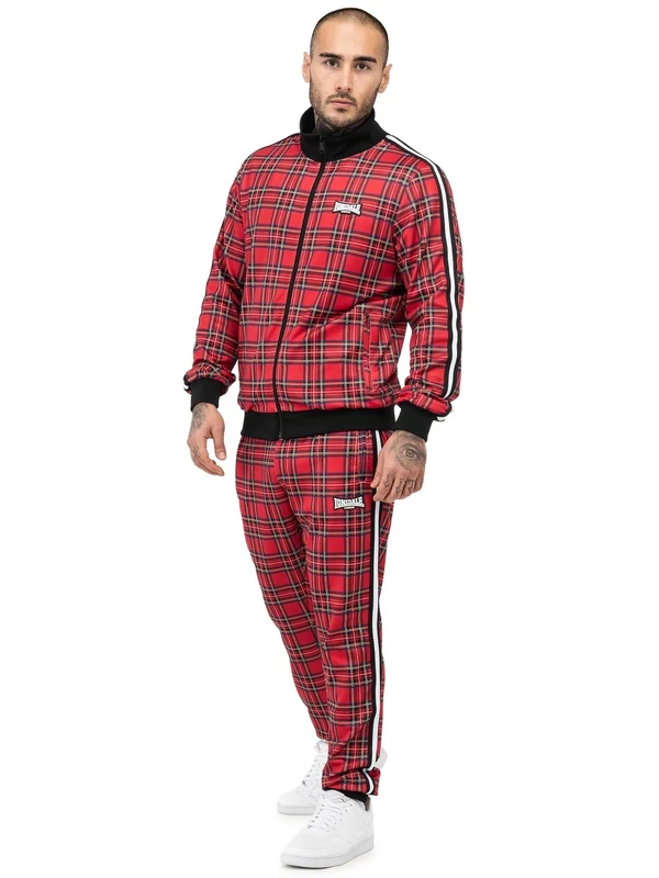 Lonsdale Men's Royal Stewart Tracksuit, Red/Black/White/Tartan, S