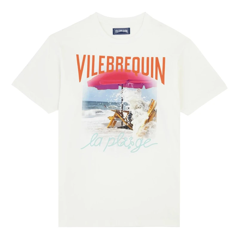 Vilebrequin, Cotton T-Shirt Wave On Vbq Beach, L, Off White