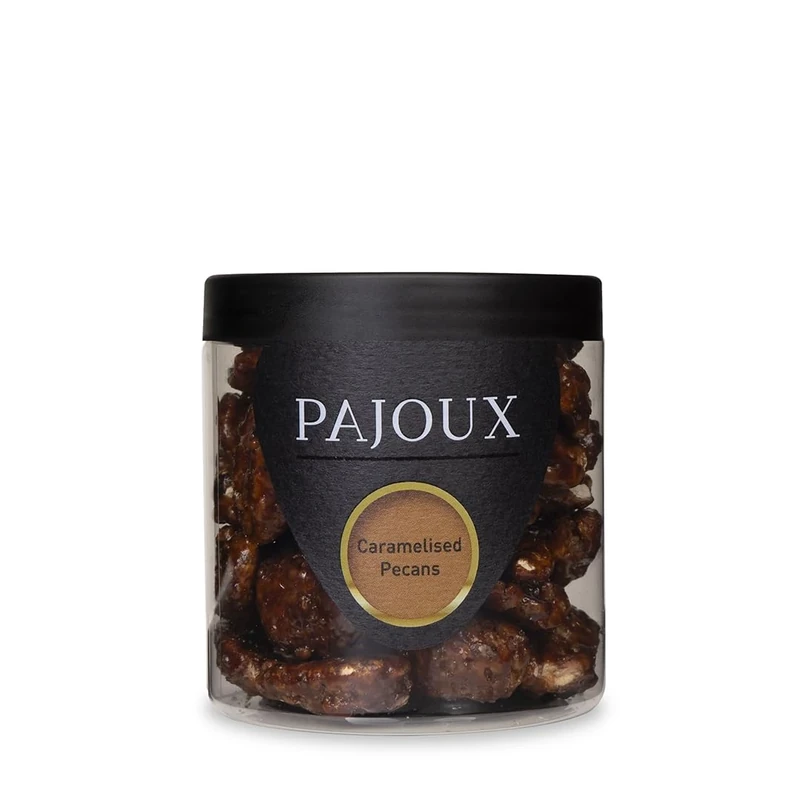 Pajoux Caramelised Pecans (Small) 130g | Honey Caramelised Pecans - Whole Pecan Nuts - Honey Caramelised Nut - Roasted Nut - GMO Free - Nuts in a Gift Jar