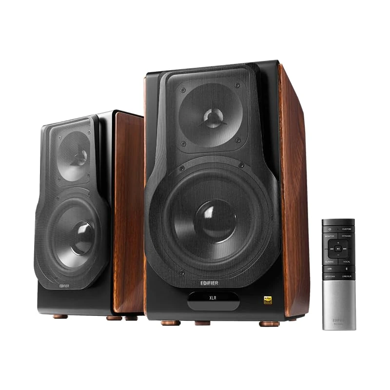 Edifier S3000MKII Premium Active Bookshelf Speakers 2.0, Bluetooth v5.0, 5.8 GHz Wireless Link & XLR/Optical/Coaxial/USB-B/Line-In Inputs, 256W RMS, 6.5" Woofers & 4" Planar Tweeters, Walnut