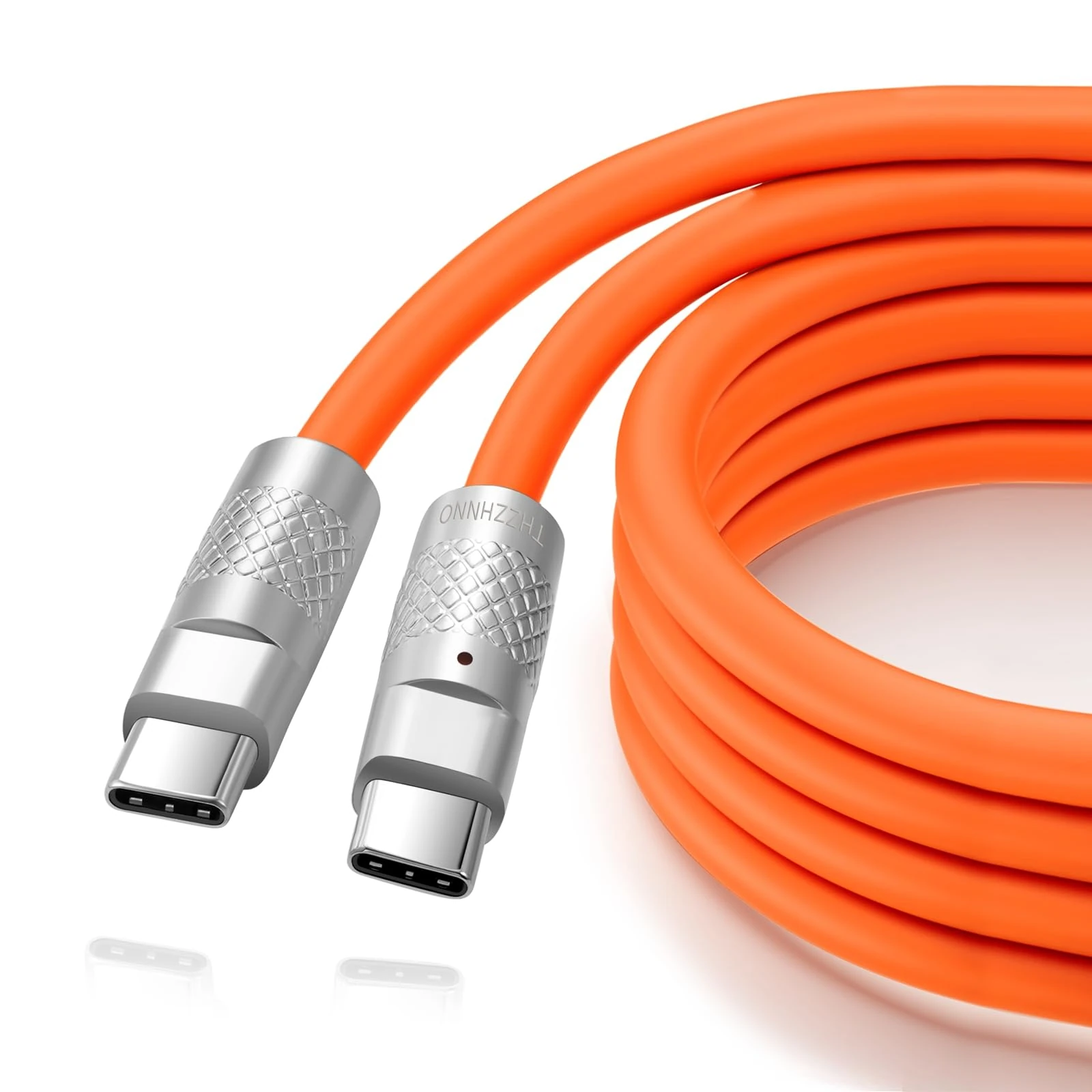 Thzzhnno Silicone USB C 3.2 Gen2 Cable 3M, Ultra Flexible & Soft USB C 20Gbps 4K@60Hz Video Fast Charging 100W Type C Cable for Thunderbolt 3, iPad, MacBook, Galaxy S21 (Orange)