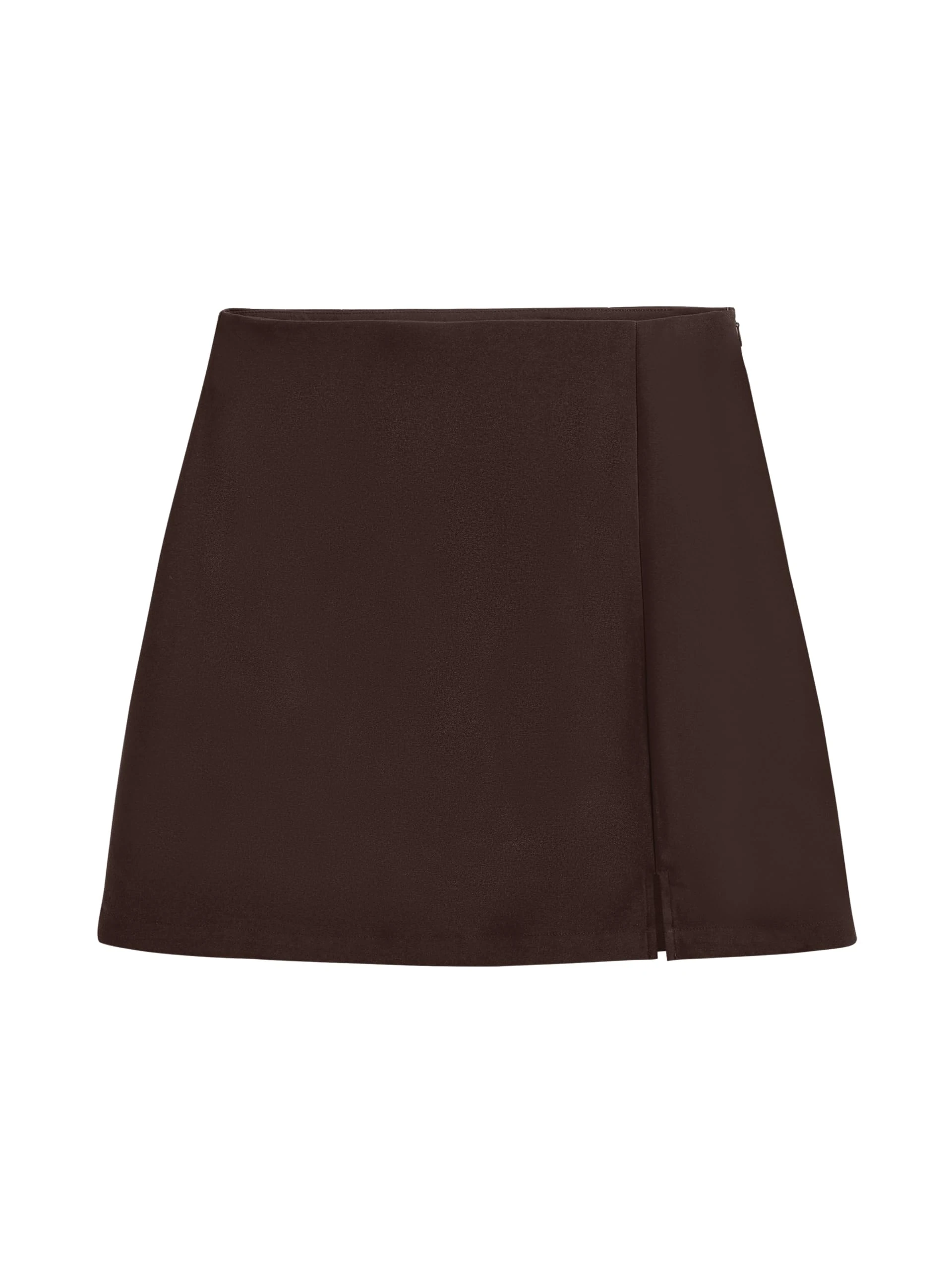 CIDER Mini Skirt High Waist Zip Up Split Mini Bodycon Short A Line Skirt Pencil Skirt Brown