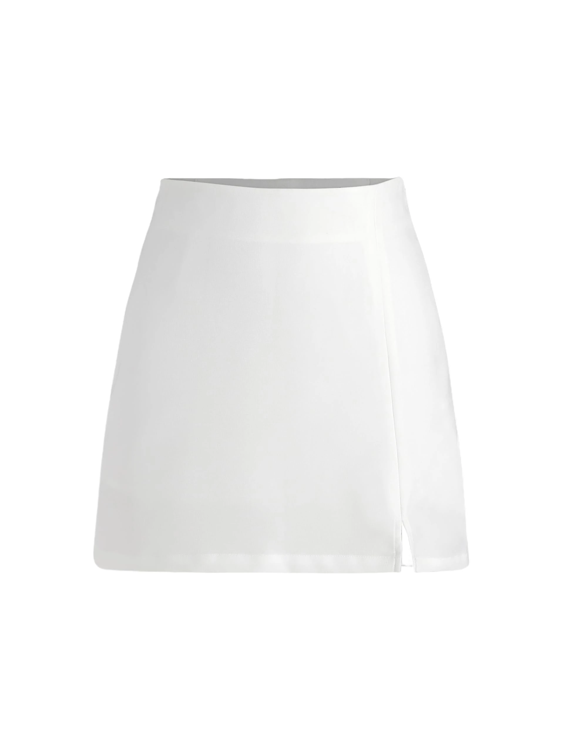 Cider Mini Skirt High Waist Zip Up Split Bodycon Fitted Party A Line Skirt, White, XS
