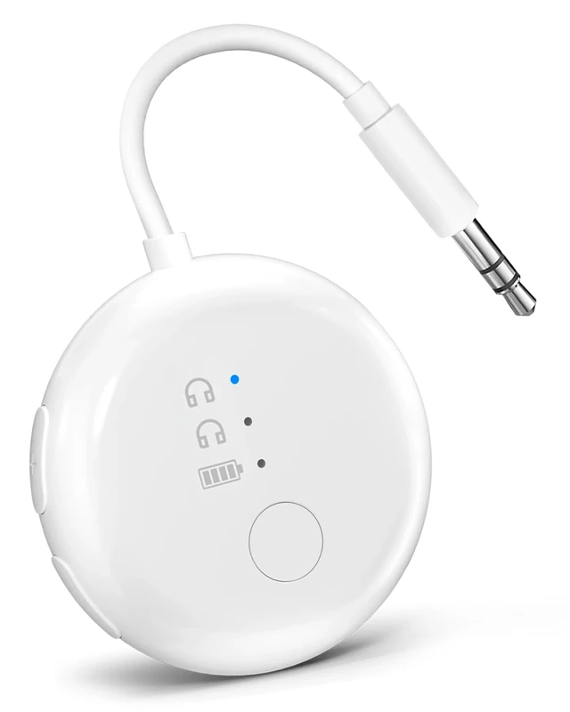 Avantree SoundJet R1 – Airplane Bluetooth Adapter for Headphones & AirPods, aptX Adaptive, Qualcomm Chipset, 20H Battery, Wireless Audio Transmitter for in-Flight Travel Essentials - White - Image 1