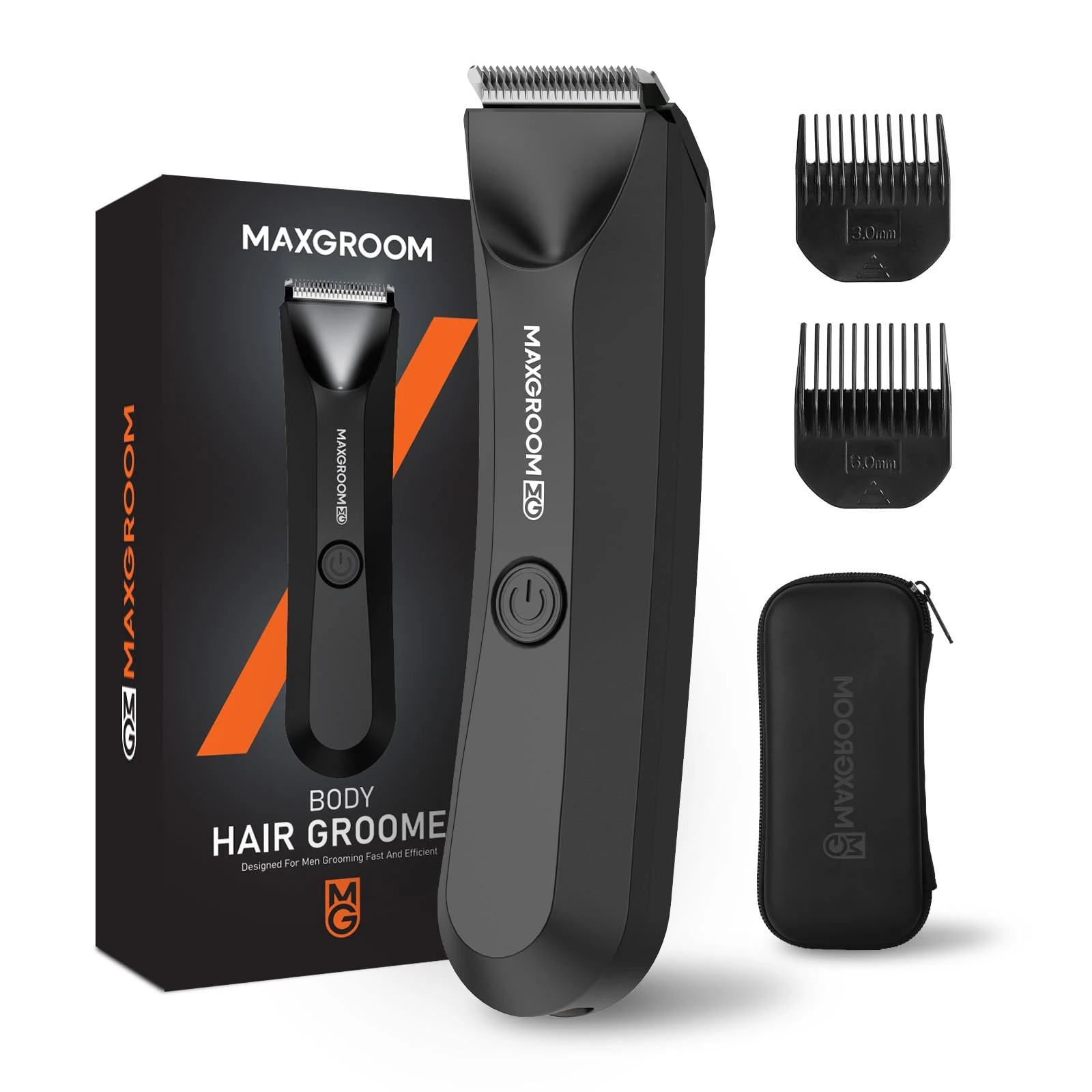 Maxgroom ManScape Body Hair Trimmer Men, Electric Razor for Pubic Hair, Ball Shaver with Stored Case, IPX7 Waterproof Body Groomer for Private Parts (Black)