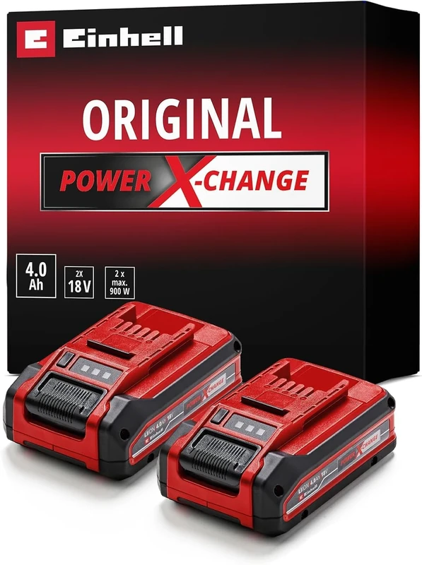 Einhell Power X-Change Plus 18V, 4.0Ah Lithium-Ion Battery Twinpack - 2nd Generation, Extra Power for Intensive Operation - 2 x Batteries Universally Compatible with All Einhell PXC Machines