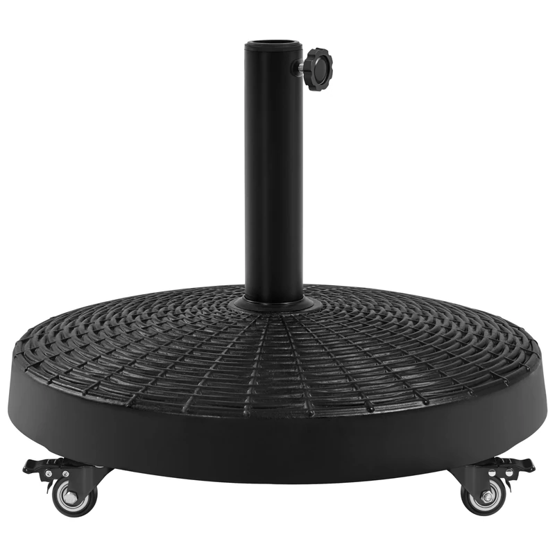 Yaheetech Parasol Stand with Wheels Round Umbrella Weight Diameter 52 cm Stable Umbrella Holder for Garden/Balcony/Beach/Pool/Deck Black - Image 1