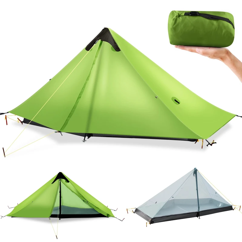FBSPORT Ultralight Tent 3-Season Backpacking Tent 1 Person Camping Tent, Outdoor Lightweight LanShan Camping Tent Shelter for Camping, Trekking, Kayaking, Climbing, Hiking, 1 Person/Green