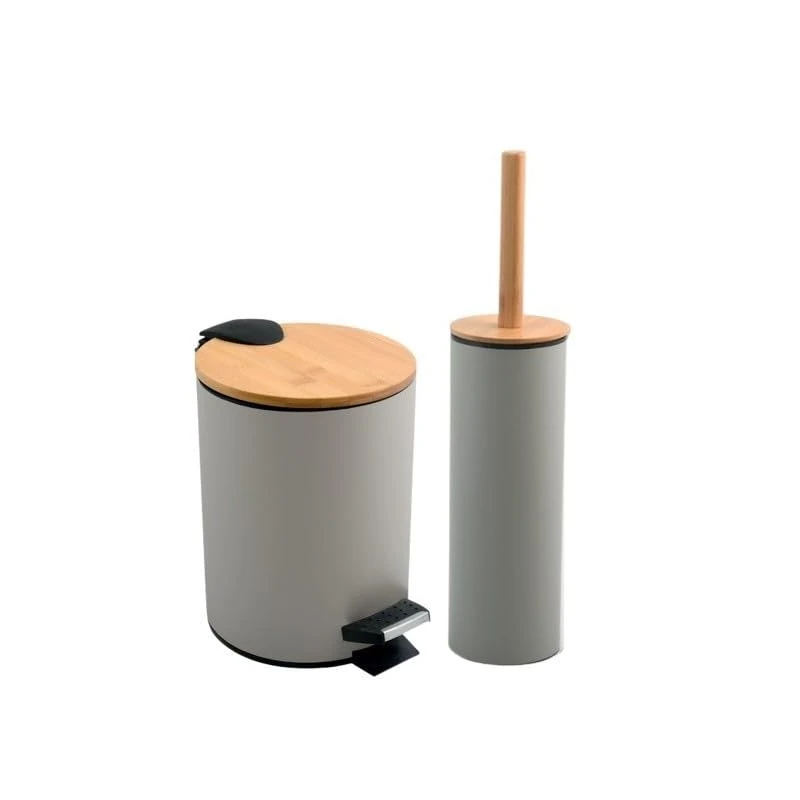 Spirella Adonis Pedal Bin 5 L and Toilet Brush Set Taupe - Image 1