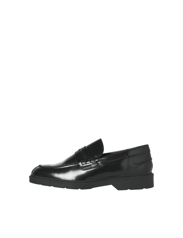 JACK & JONES Leather Loafers Mens Black 10 UK