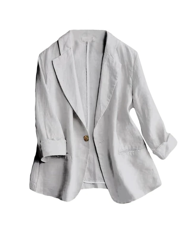 IDEALSANXUN Linen Blazer Women 3/4 Sleeve Lightweight Spring Summer Blazer Jackets, Light Grey, XL