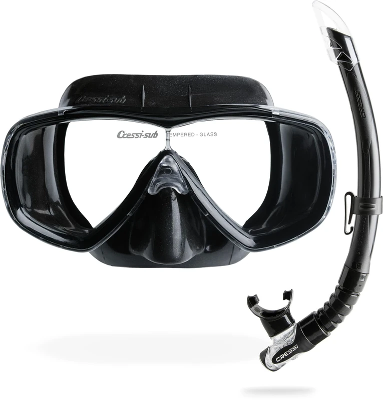 Cressi Estrella & Gamma Combo - Combo Set Mask Estrella + Snorkel Gamma for Snorkelling and Diving, Black/Black, One Size, Adult Unisex