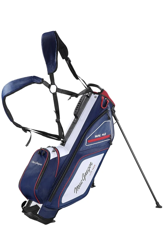 MacGregor Principal 7" Golf Stand Bag with 5 Pockets and Shoulder Strap, Navy/Red