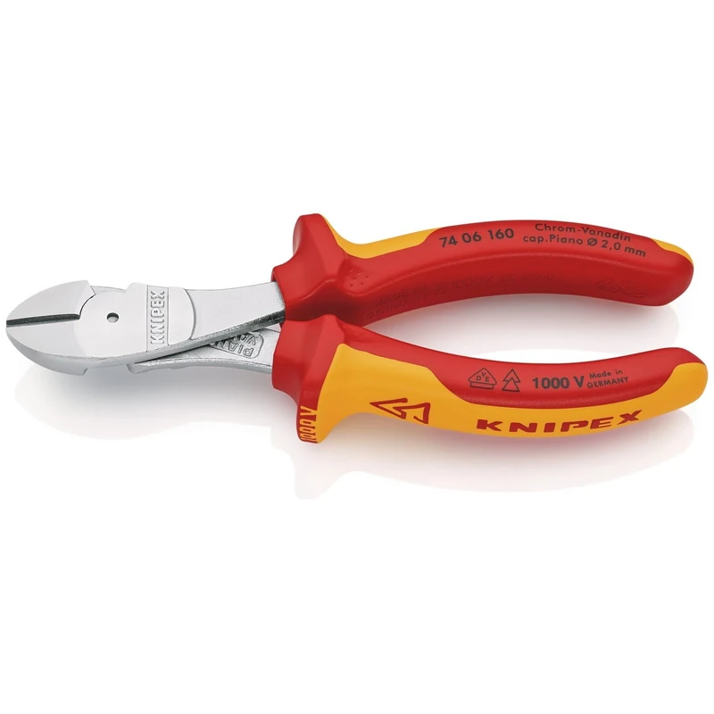 KNIPEX 74 06 160 SB VDE Insulated High Leverage Diagonal Cutter, 160mm