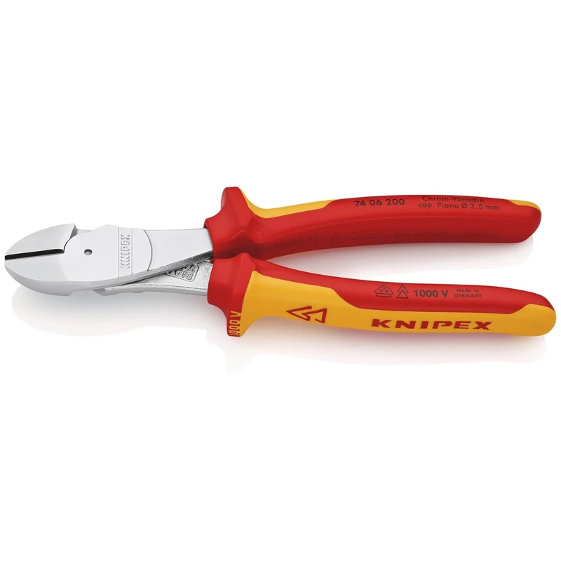 KNIPEX 74 06 200 SB VDE Insulated High Leverage Diagonal Cutter, 200mm