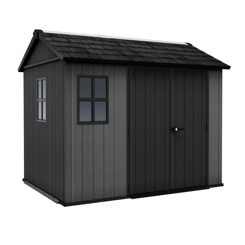 Keter Newton Plus Shed 9 x 7.5 ft | Modular Outdoor Storage | Evotech Wood-Effect Resin | Customisable Layout | Adjustable Doors & Windows | 20mm Thick Walls | Weatherproof & Maintenance-Free
