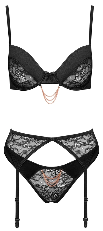 Cottelli Lingerie Women's Bra Set Chain Black 80B/M - Image 1