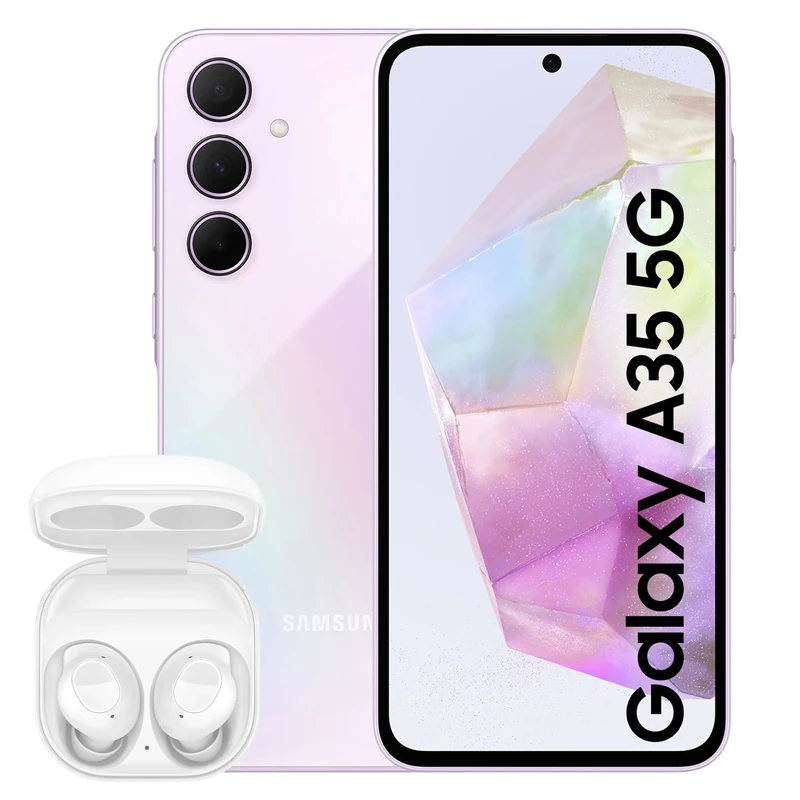 Samsung Galaxy A35 5G, Factory Unlocked Android Smartphone, 128GB, 6GB RAM, Awesome Lilac Galaxy Buds FE Wireless Earbuds (UK Version)