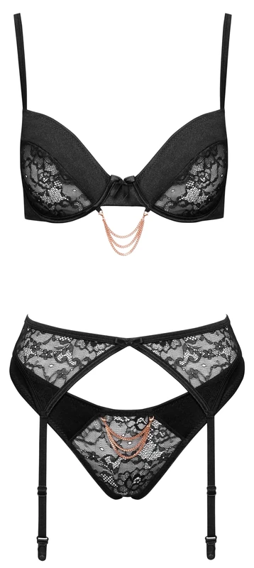 Cottelli Lingerie Women's Bra Set Chain Black 85C/L