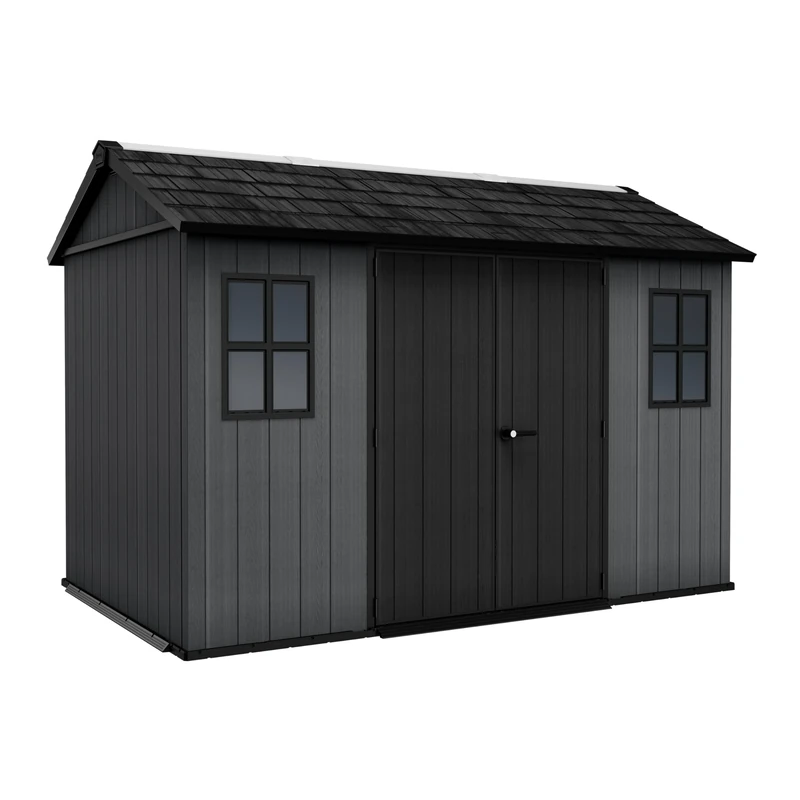 Keter Newton Plus Shed 11 x 7.5 ft | Modular Outdoor Storage | Evotech Wood-Effect Resin | Customisable Layout | Adjustable Doors & Windows | 20mm Thick Walls | Weatherproof & Maintenance-Free