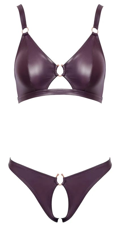 Cottelli Lingerie Women's Bra and Briefs Purple L Purple L