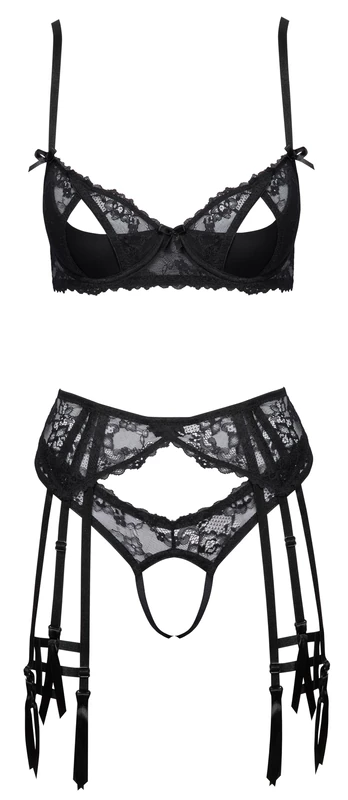 Cottelli Lingerie Women's Bra Suspender Set Black 85C/L