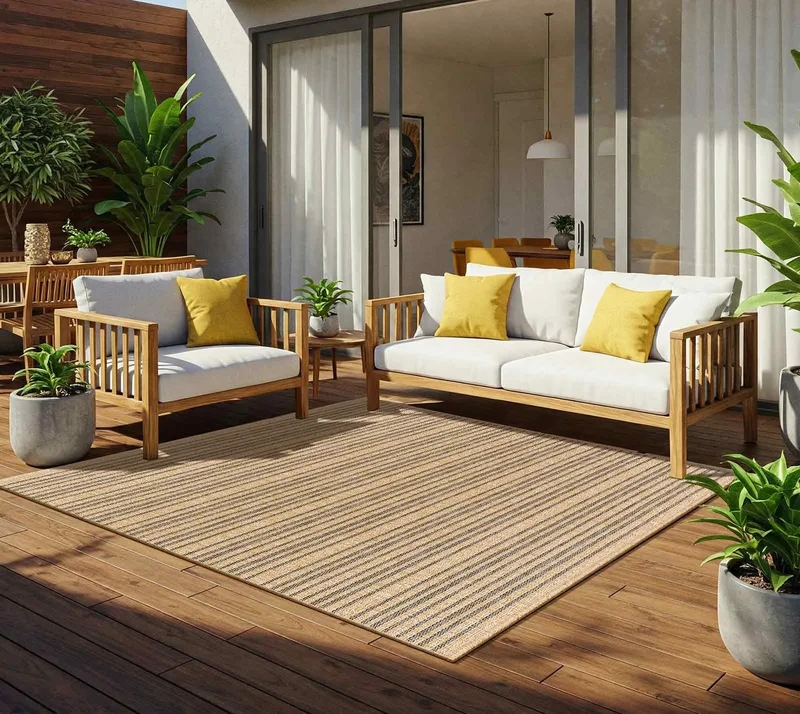 Livabliss Kumarina Indoor Outdoor, Large Boho for Living Room 200x275 cm Dining, Kitchen Carpet, Patterned Neutral and Coloured, Waterproof, Stain Durable, Tan, Black