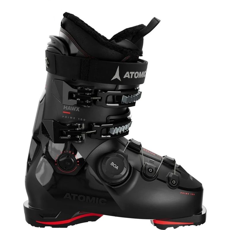 ATOMIC Hawk Prime 100 BOA GW Ski Boots - Size 26/26.5 - Alpine Ski Boots in Black/Red - Boots with 3D Ankle & Heel for Precise Fit - Ideal for Skiers with Medium Wide Feet