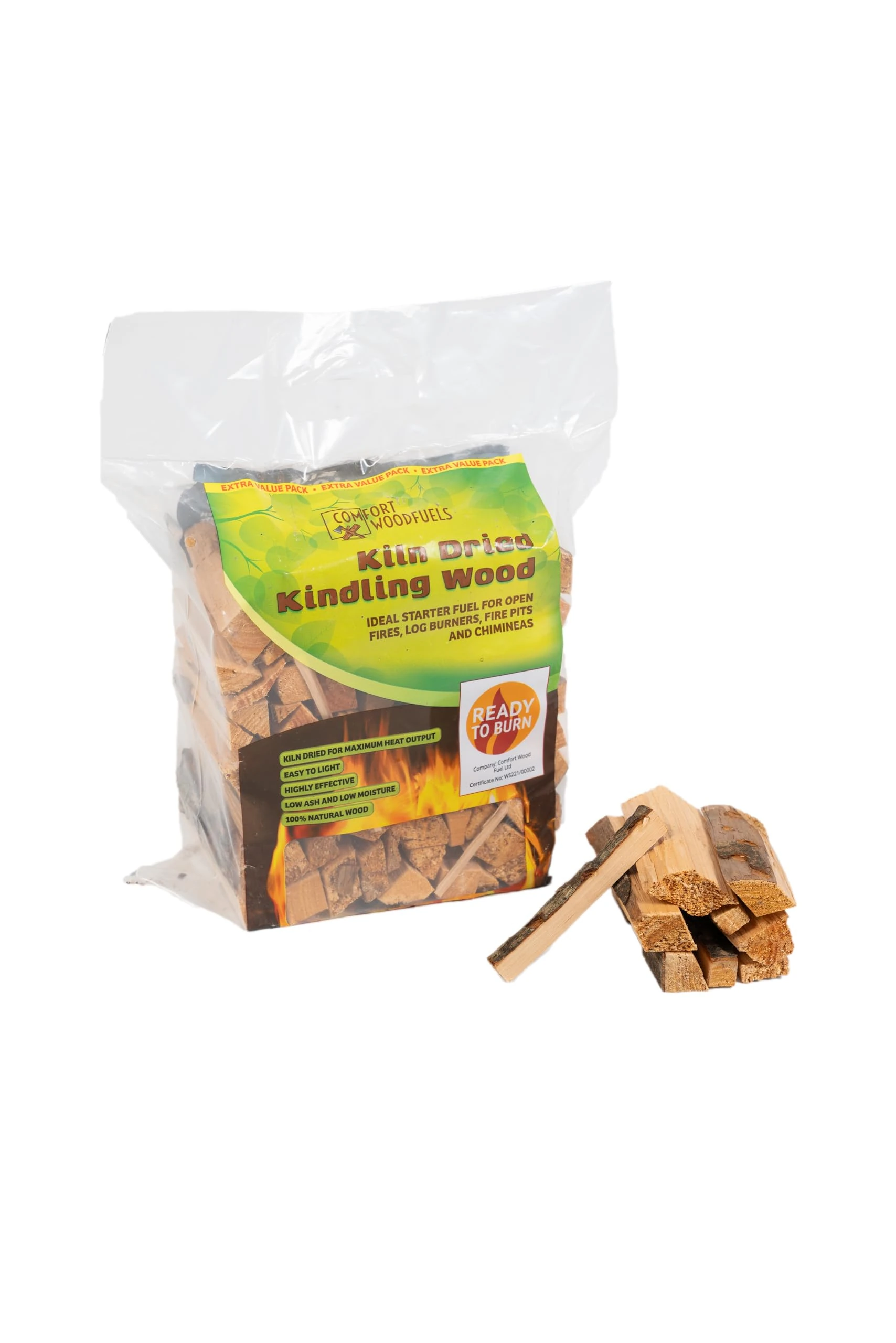 CWF Kiln Dried Kindling Wood – Eco-Friendly, Quick Lighting Pine & Spruce – 6L Carry Pack (approx. 2kg) Kindling Sticks for Log Burners, Fire Pit, Pizza Ovens & Open Fires, Brown