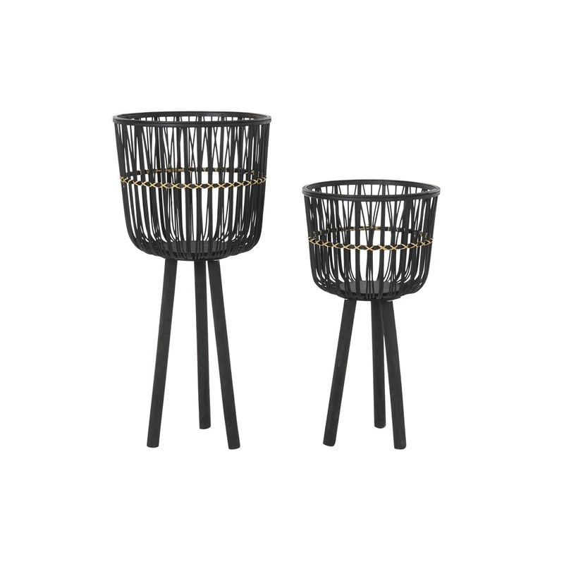 Macetero Set of 2 Bamboo 36 x 36 x 78 cm Black