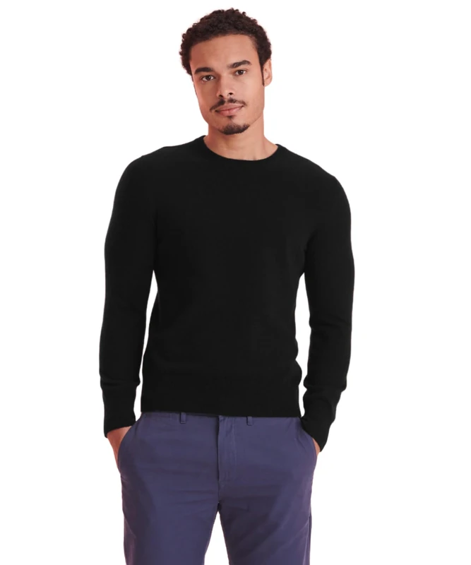 NAADAM Men's The Original Cashmere Crewneck Sweater, Black, Large