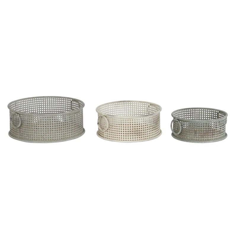 Set of 3 Metal Baskets 43 x 42 x 17 cm Envejecido Multi-Coloured