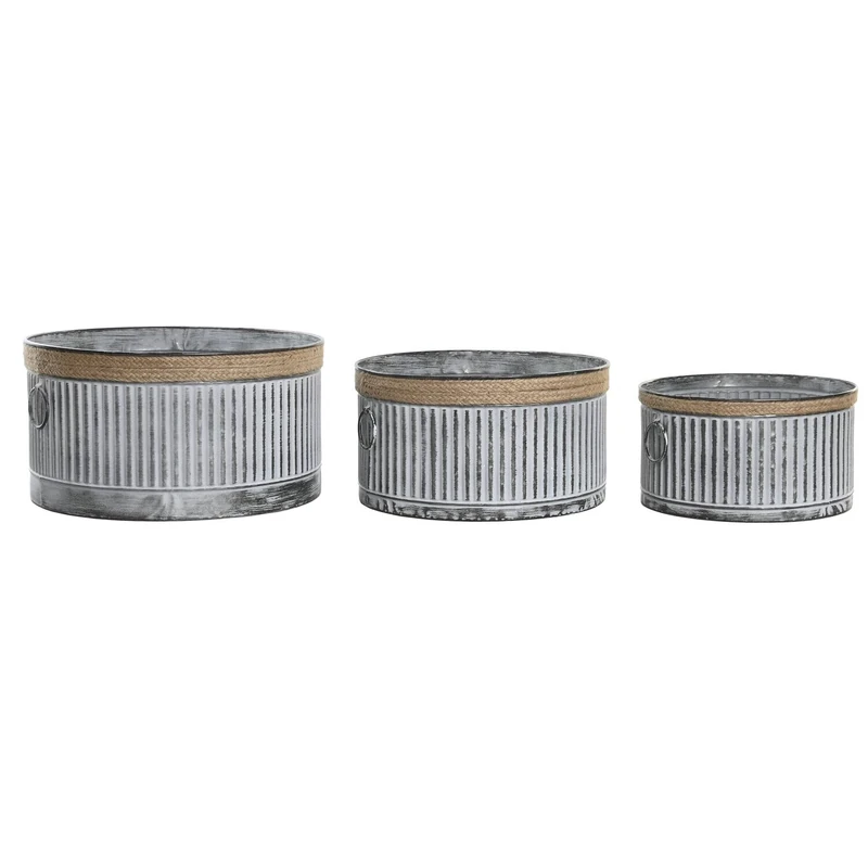 Macetero Set of 3 Metal Cuerda 38 x 38 x 21 cm - Image 1