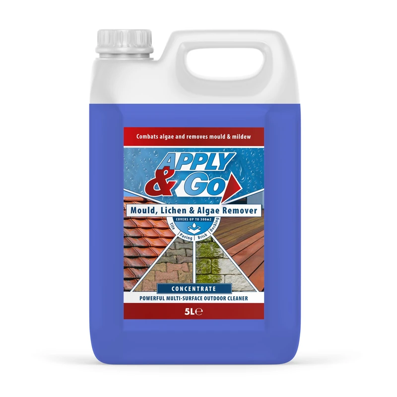 Apply & Go - Path and Patio Cleaner, Concentrated Mould, Mildew, Lichen & Algae Remover | Outdoor Cleaning Treatment for Decking, Stone, Driveways, Rooftops (Up to 300m2 coverage) - 5 Litre