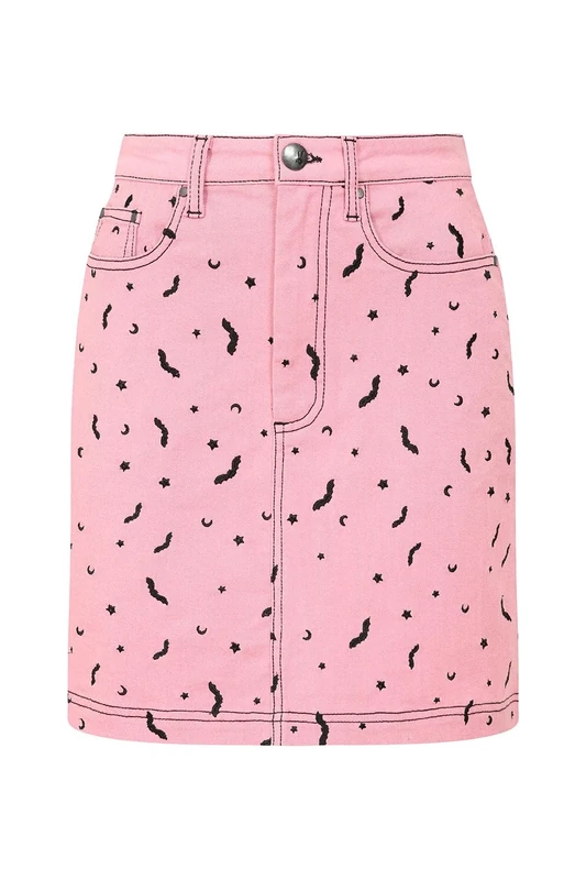 Hell Bunny Bat Mini Skirt Pink