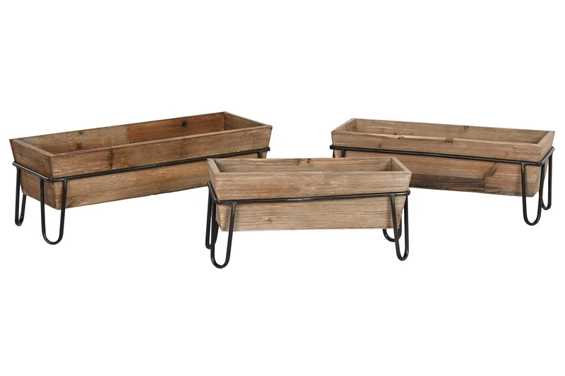 Macetero Set 3 Metal Spruce 55X21X18.5 Rustic - Image 1