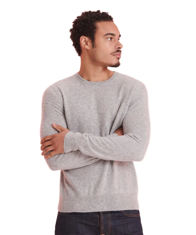 NAADAM Men's The Original Cashmere Crewneck Sweater, Cement, Large