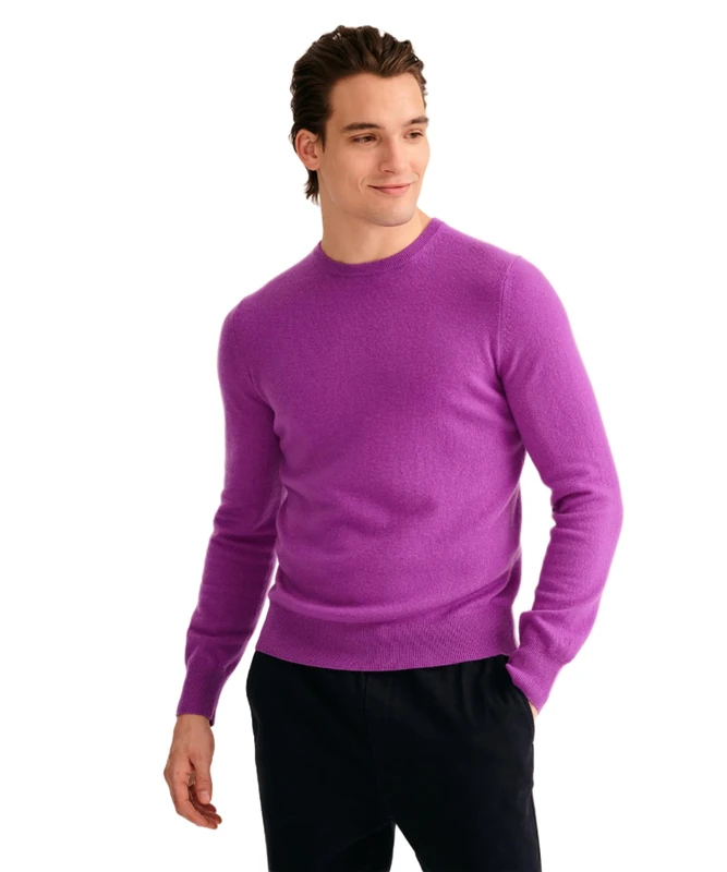 NAADAM Mens The Original Cashmere Crewneck Sweater, Purple, S - Image 1