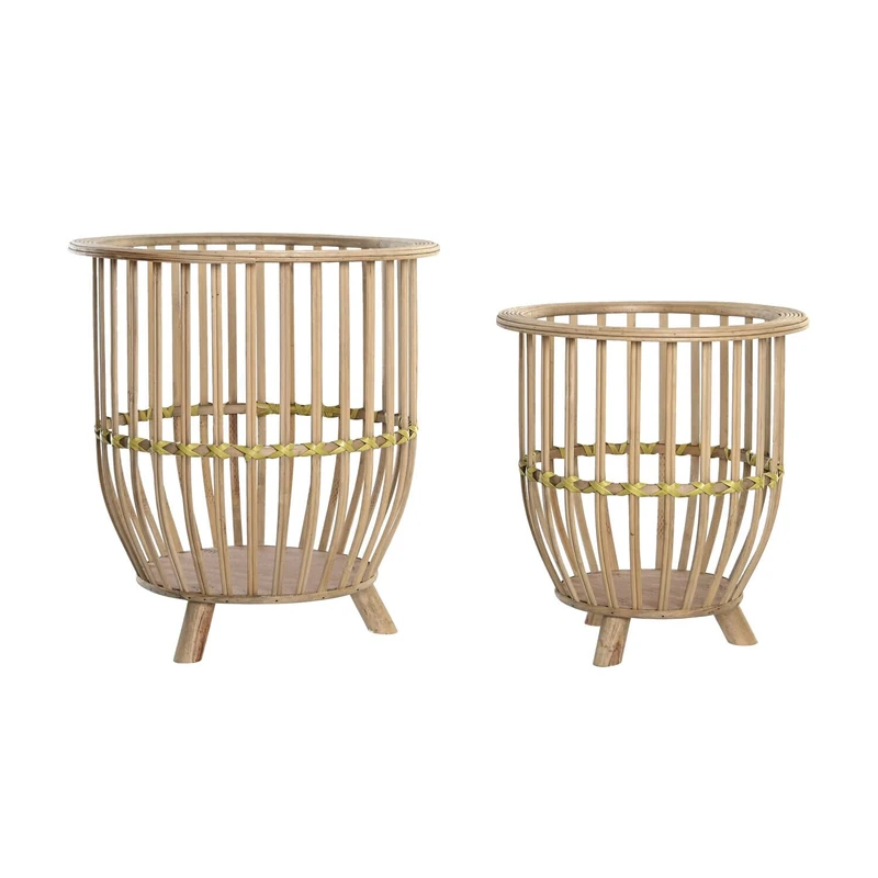 Macetero Set of 2 Bamboo 35 x 35 x 37 cm Natural Brown Claro