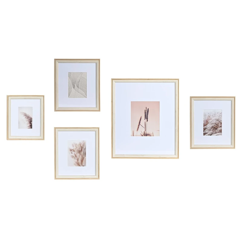 Marco Foto Set of 5 MDF Crystal 32.5 x 1.5 x 45 cm Natural - Image 1