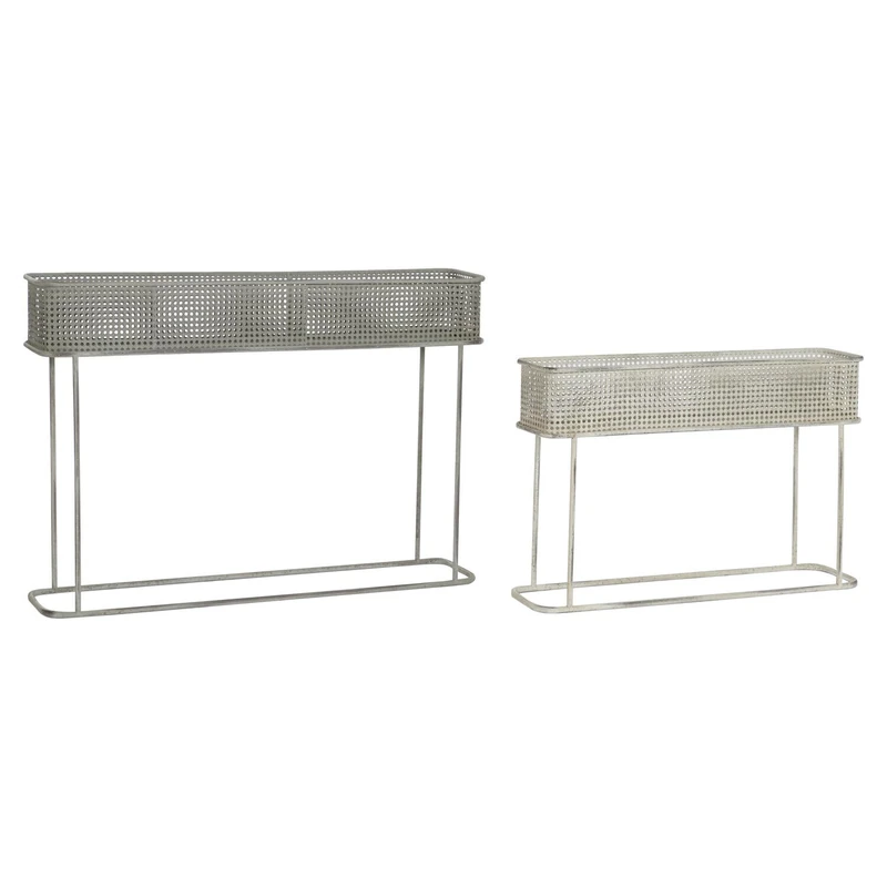 Macetero Set 2 Metal 100 x 22 x 70 cm Envejecido Grey