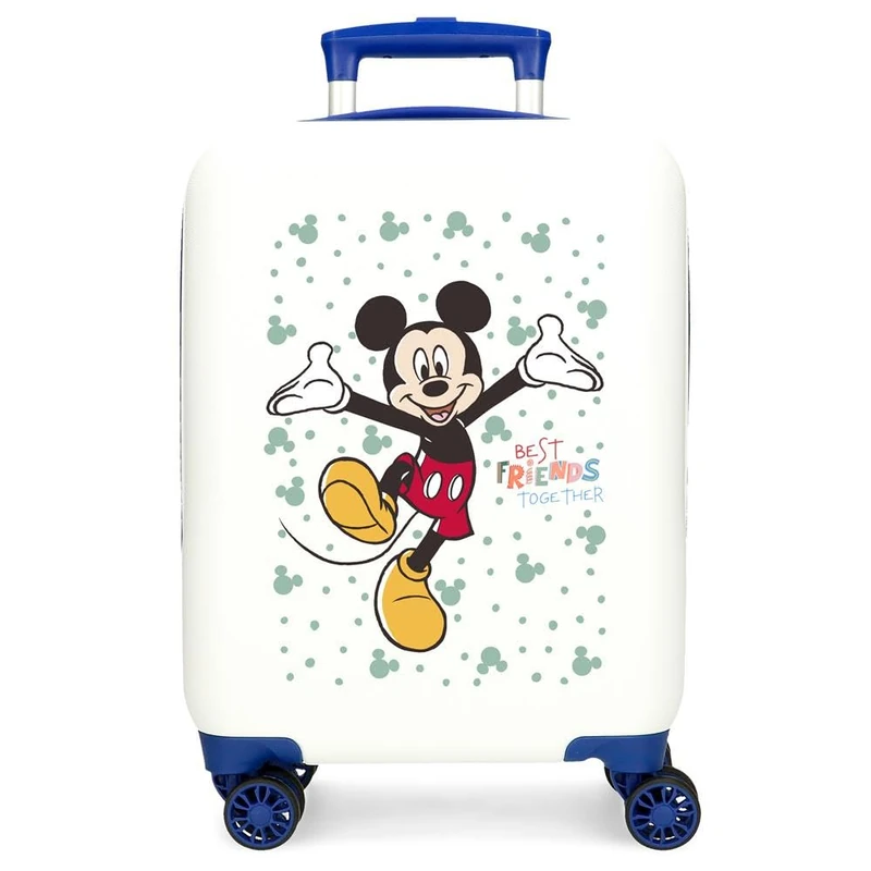 Disney Joumma Bags, Mickey Best Friends Together, Children's Suitcase, Cabin Suitcase, Made of ABS, Four Double Wheels with Multi-Directional Swivel, Side Combination Lock., White, Valise, Suitcase