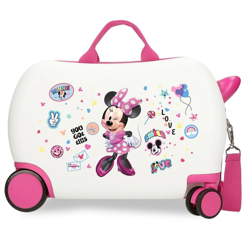 Disney Joumma Minnie Party Children's Suitcase White 45 x 31 x 20 cm Hard ABS 24.6L 1.8 kg 4 Wheels Hand Luggage, White, Children's Suitcase