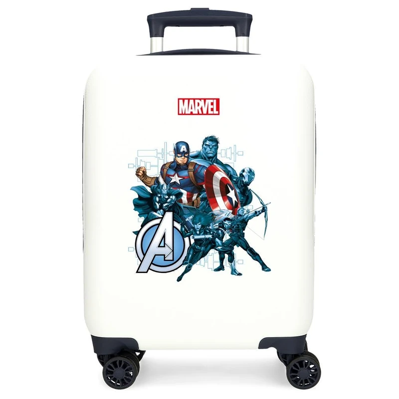 Marvel Joumma Avengers Legendary Children's Suitcase Cabin Blue White Hard ABS Combination Lock Side 4 Wheels Hand Luggage, White, Medium, Suitcase