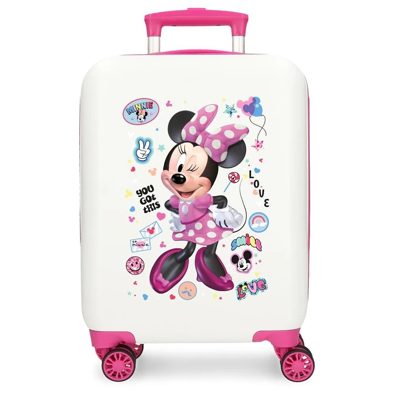 Disney Joumma Minnie Party Cabin Suitcase White, Hard ABS Hard Case ABS Combination Lock Side 28.4L 2kg 4 Double Wheels Luggage Hand Luggage, Party, Suitcase